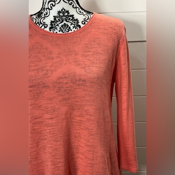 J.Jill Sweater Womens Small 3/4 Length Linen Cotton Peach Beachy Coastal Chic - Picture 2 of 10